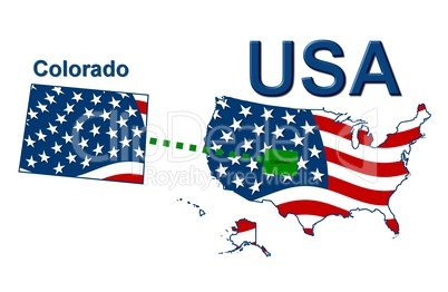 USA Landkarte Staat Stars & Stripes Colorado