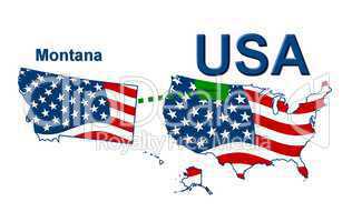 USA Landkarte Staat Stars & Stripes Montana