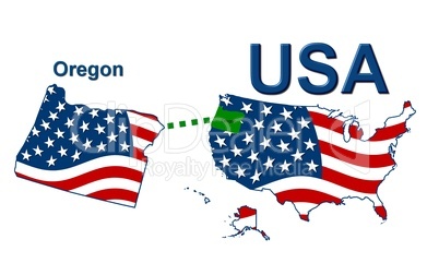 USA Landkarte Staat Stars & Stripes Oregon