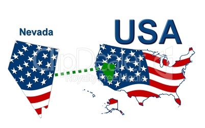 USA Landkarte Staat Stars & Stripes Nevada