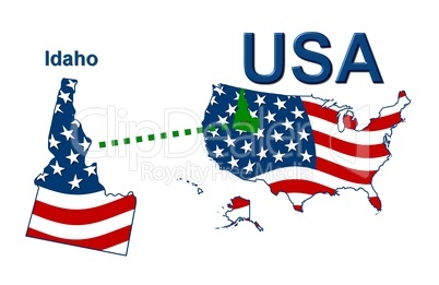 USA Landkarte Staat Stars & Stripes Idaho