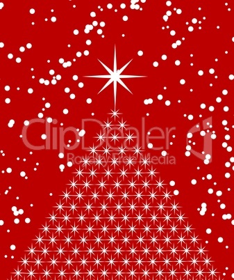 abstrakter Weihnachtsbaum auf rotem Hintergrund