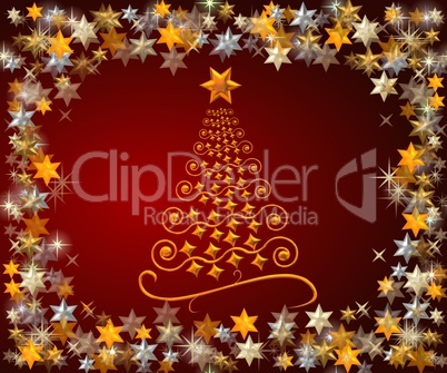 abstrakter Weihnachtsbaum auf rotem Hintergrund