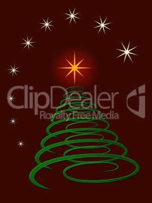 abstrakter Weihnachtsbaum auf rotem Hintergrund