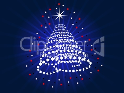 abstrakter Weihnachtsbaum auf blauem Hintergrund