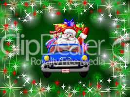 Hintergrund Weihnachtsmann mit Auto