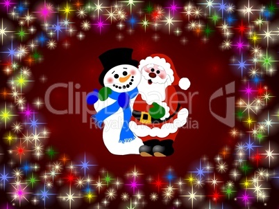 Hintergrund Weihnachtsmann mit Schneemann