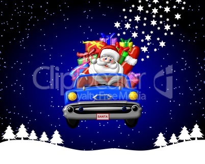 Hintergrund Weihnachtsmann mit Auto