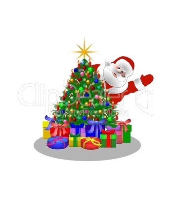 Nikolaus mit Weihnachtsbaum