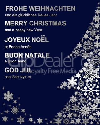 Frohe Weihnachten Karte multilingual