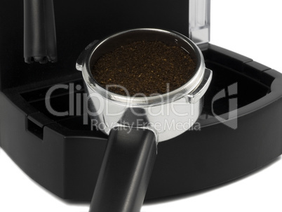 Espresso grounds in filter holder