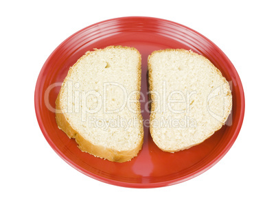 Bread sliced on plate