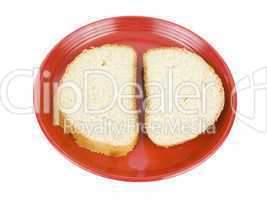 Bread sliced on plate