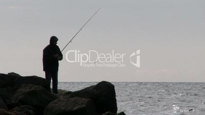 Angler an der Nordsee