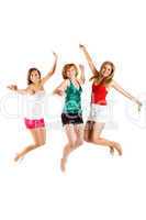 Drei Frauen springen