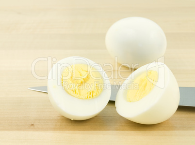 Sliced Egg with Knife