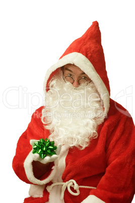 Weihnachtsmann mit Geschenkschleife