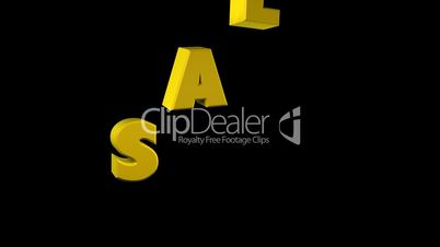 3d Gold Letters falling and create SALE word