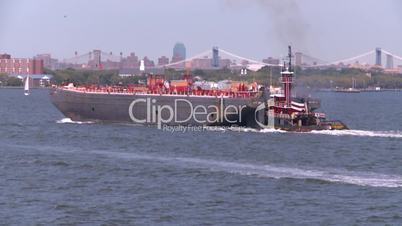 NYC ferry ride barge tug