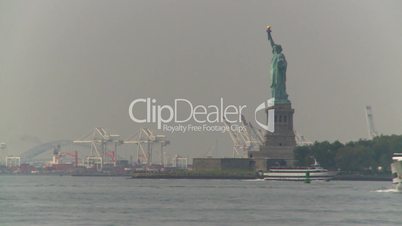 statue liberty industrial boat