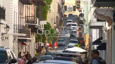 San Juan old town traffic cobblestone