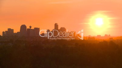 Calgary evening skyline sunset