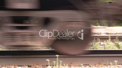 cu wheels and rail train leaving slow