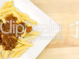 Mostacolli with spaghetti sauce