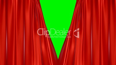 Red Curtain Opening to Green Screen HD1080
