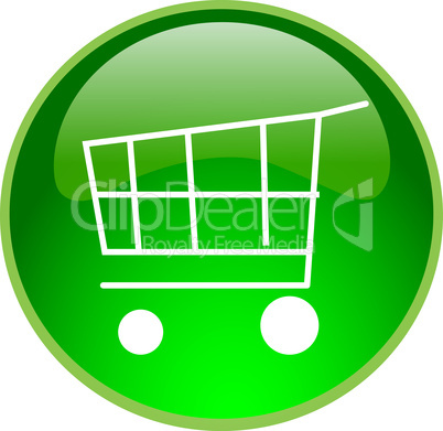 3D Button grün Einkaufswagen
