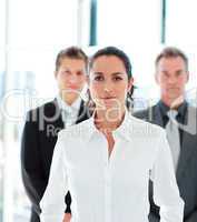 Confident businesswoman leading her team