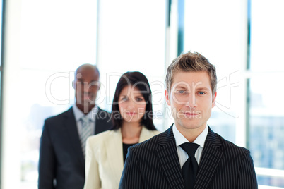 Young businessman leading his team