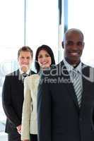 Businesswoman in focus with her team