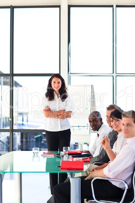 businesswoman in a presentation