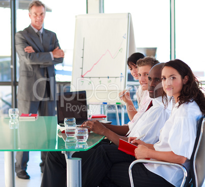 manager in a presentation