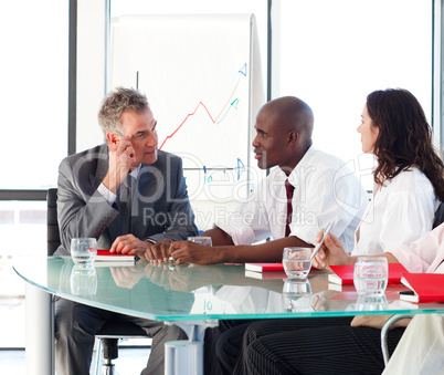 Business people interacting in office