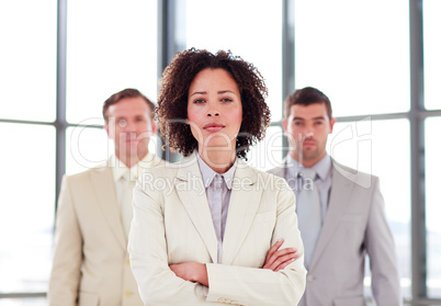 Confident young businesswoman in office