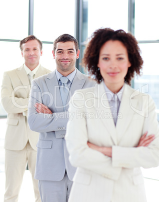 Attractive businessman in a row