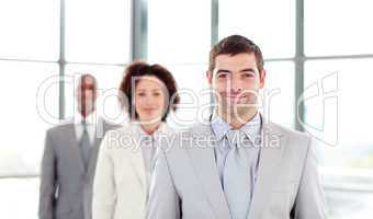 Attractive businessman in a row