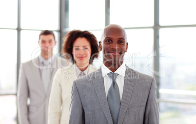 businessman leading his colleagues