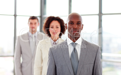 businessman leading his colleagues