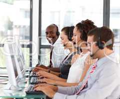 businessman in a call center