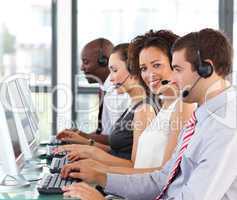 working in a call center