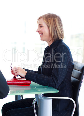 Businesswoman interacting in a meeting