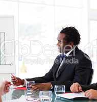 Afro-American businessman in a meeting