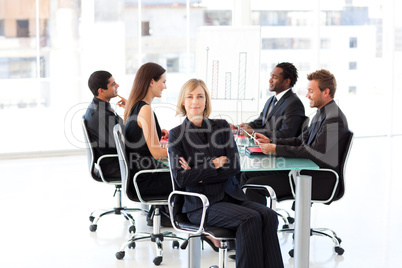 Smiling businesswoman in a meeting
