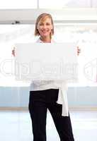 Businesswoman showing her white  card