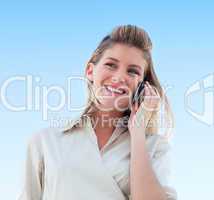 Young businesswoman talking on the phone