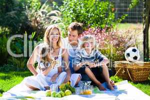 Happy family having a picnic