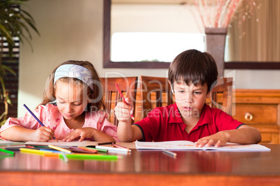 Children doing homework